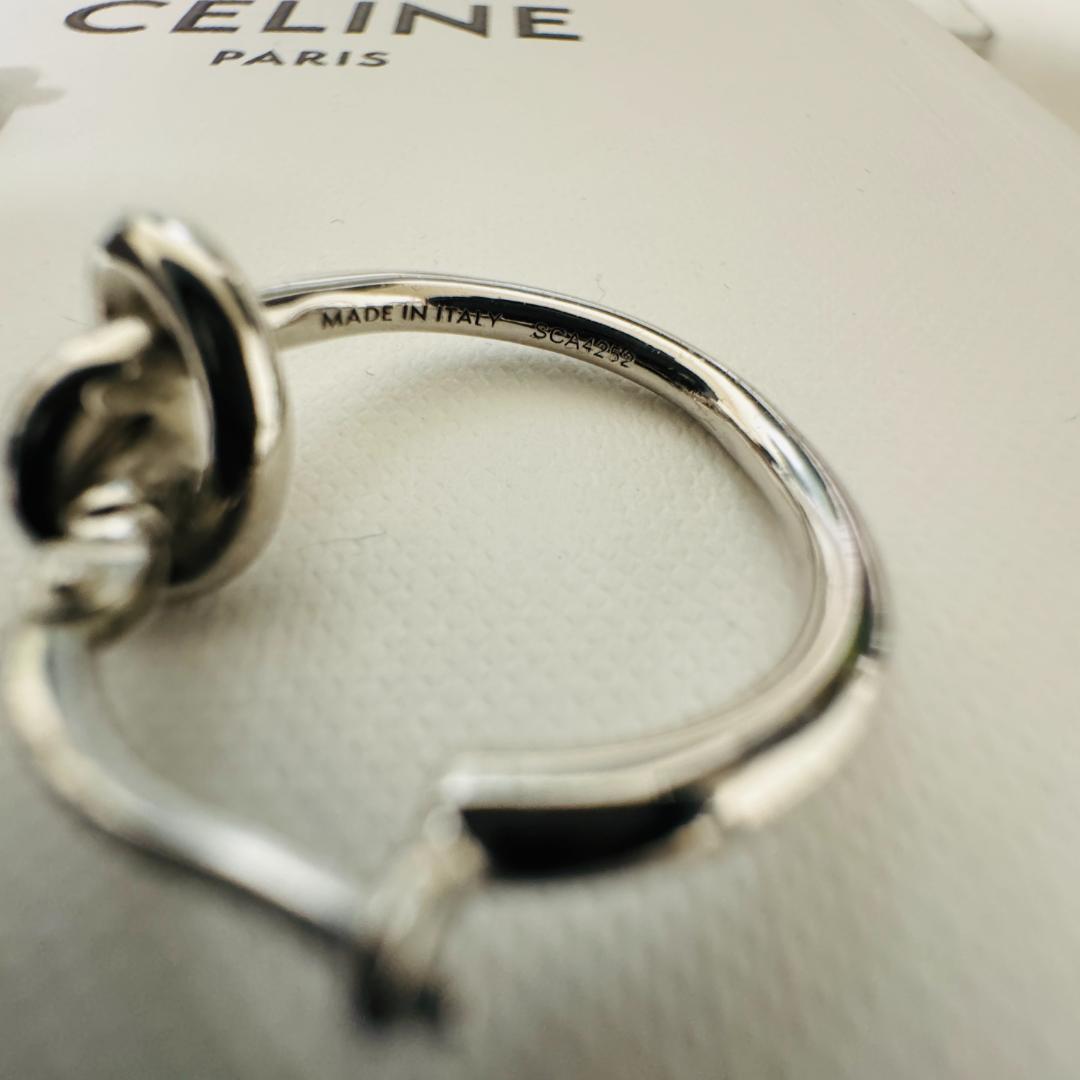 【箱付】CELINE セリーヌ　ノット　フープ　ピアス　シルバー　両耳