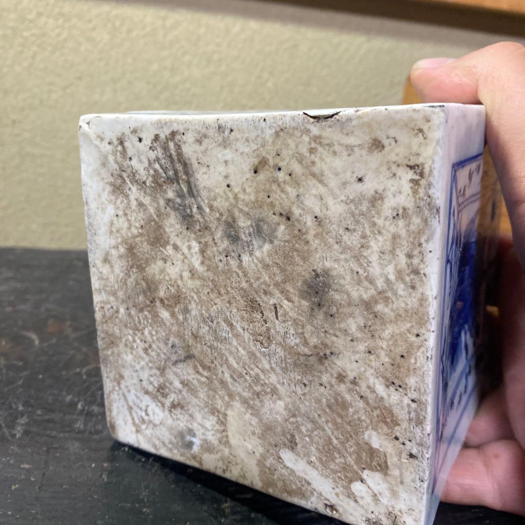 中国古玩　華図水滴形硯　【桐箱付】