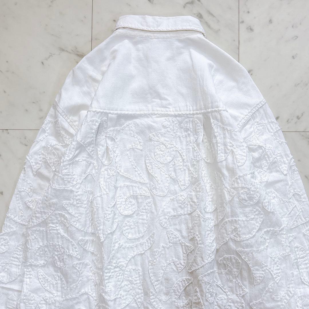 美品♪サラマリカ　コットンリネンパッチビッグシャツ　刺繍　オーバーサイズ　綿麻