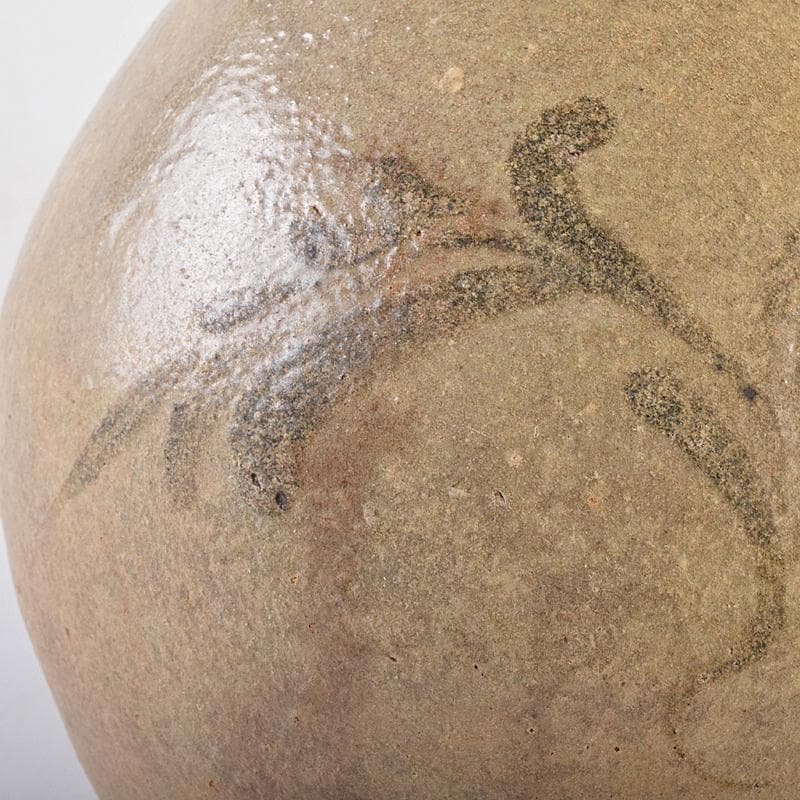 朝鮮美術　李朝　高麗青磁　鉄絵　草文　碗口瓶　時代箱付　M　R7852B