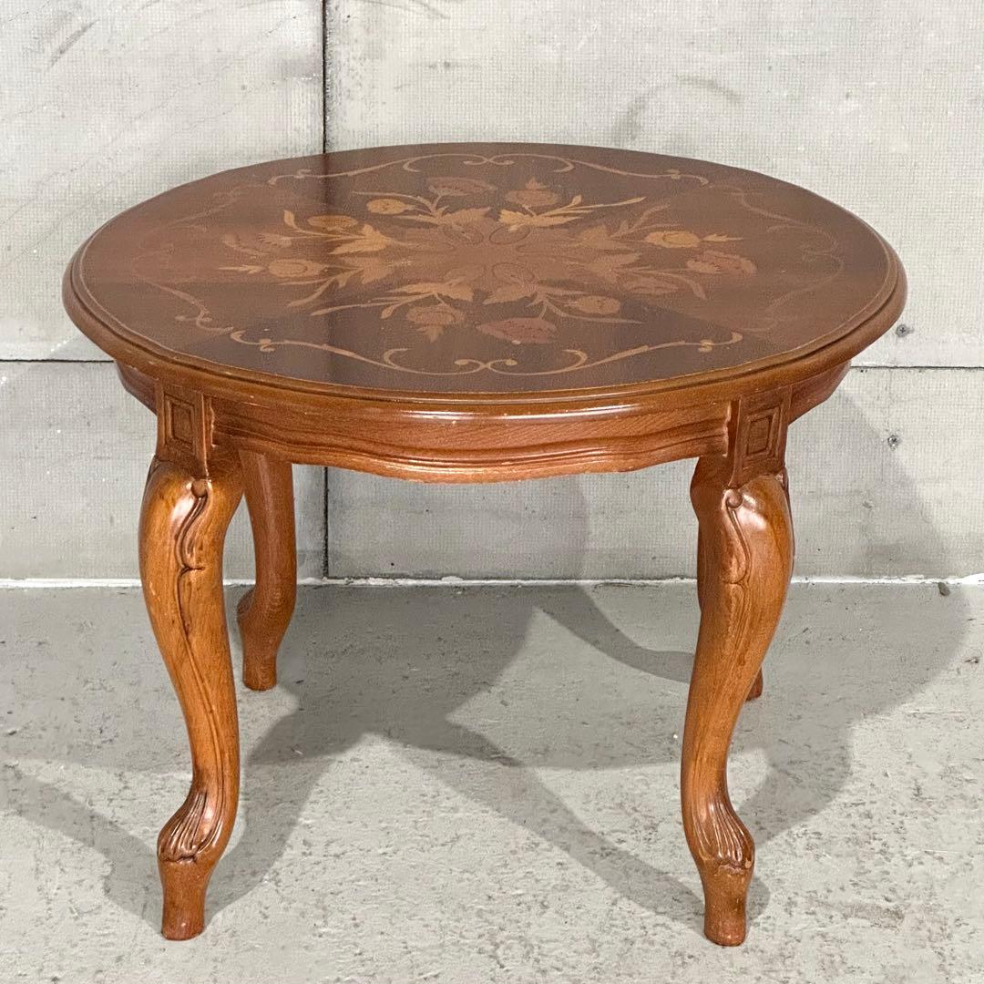 ✦90s✦ 象嵌 ラウンドテーブル 60cm 猫脚 ヨーロピアン クラシック