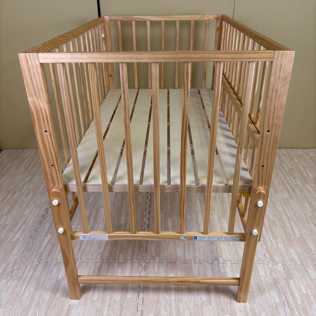 除菌清掃済　☆美品☆　大和屋　キホン　ベビーベッド　ナチュラル　すのこ床板