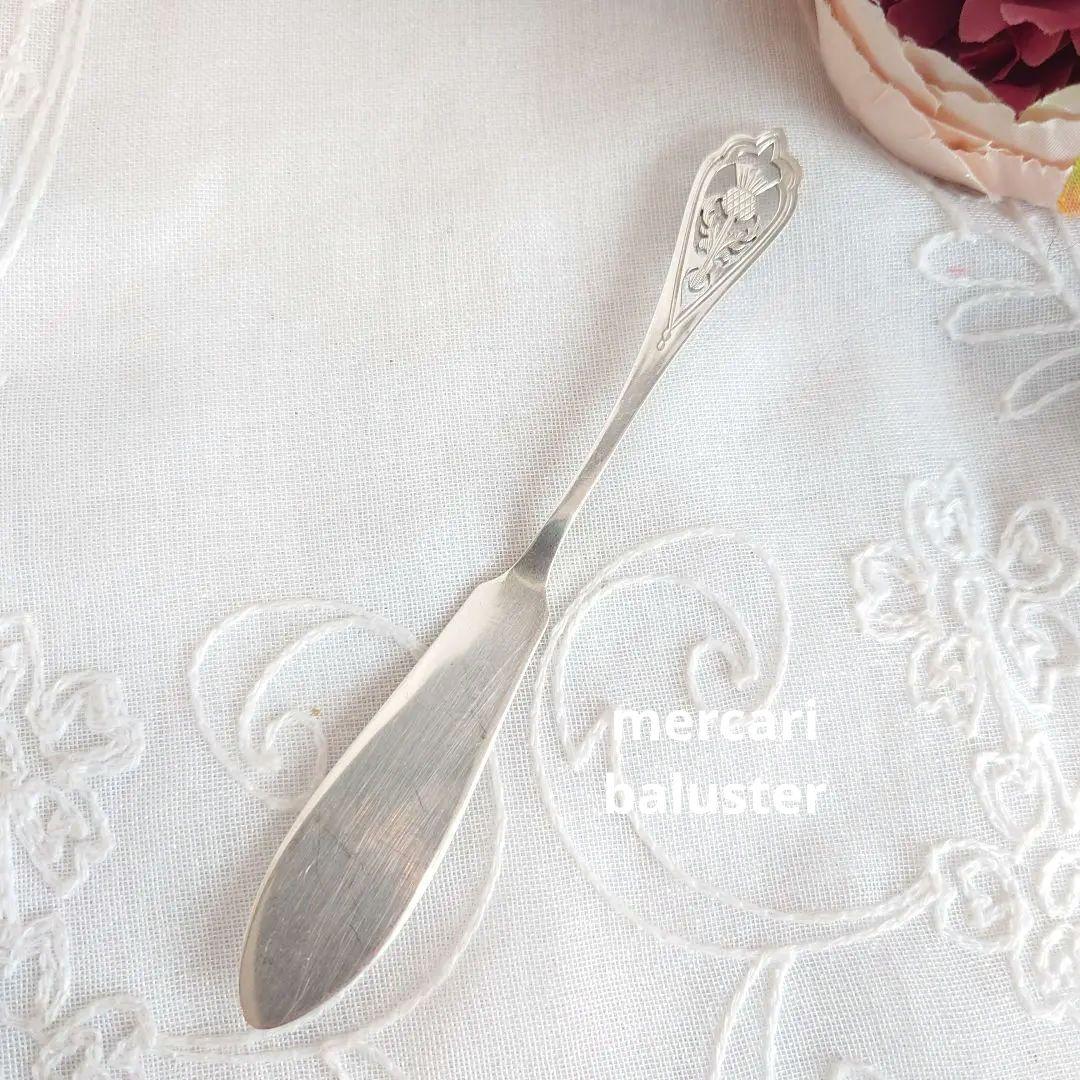 イギリス　純銀製　バターナイフ　アザミ