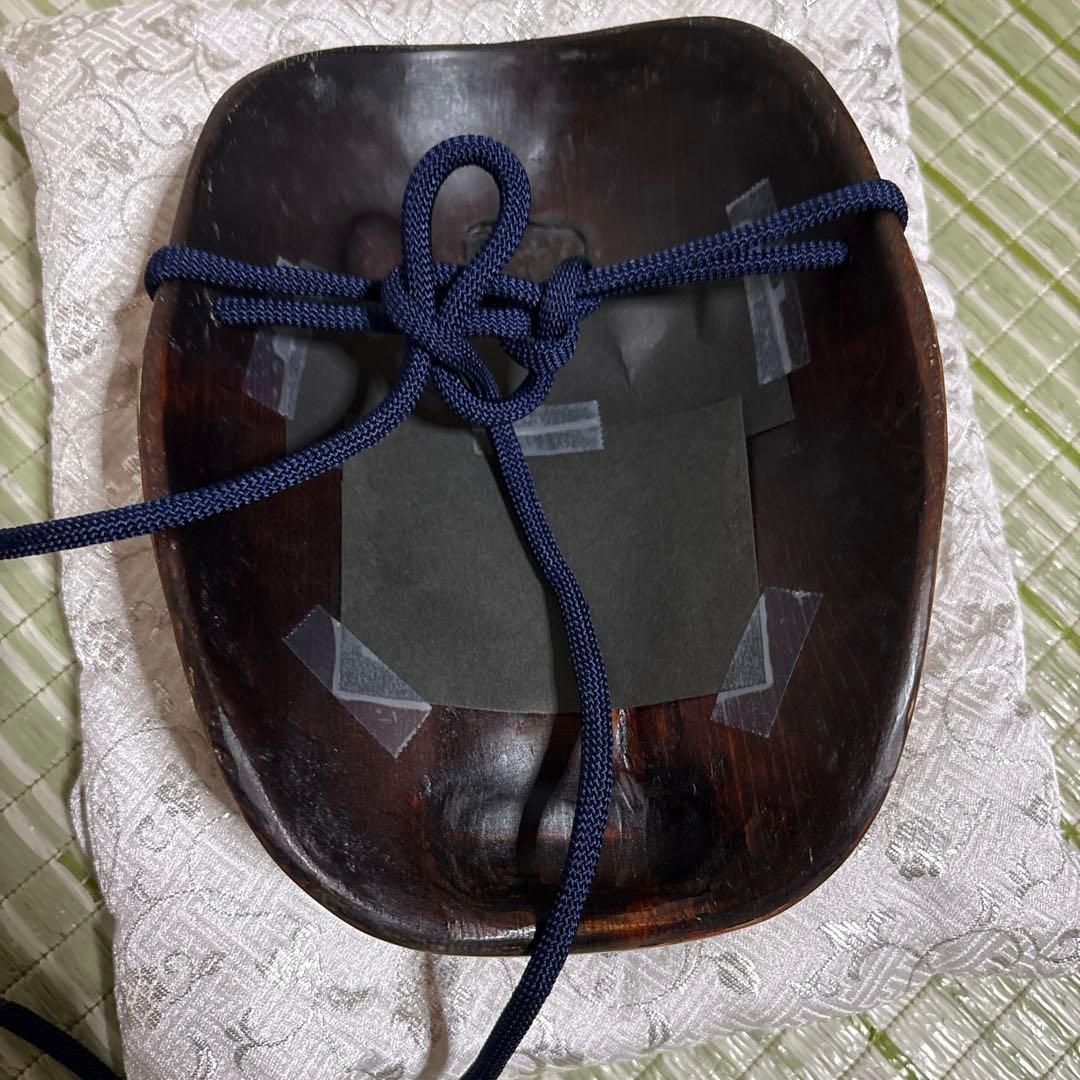 お面　能面　男　黒髭面　刻印作者不明　伝統工芸　神楽　壁掛け　置物　狂言面　金色