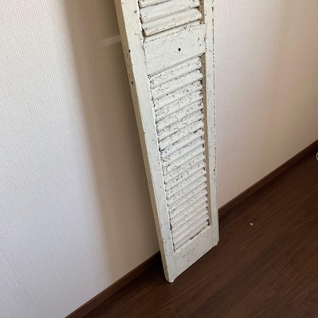 フランスアンティーク クリーム系白色ペイントヴォレー/木製雨戸ルーバー