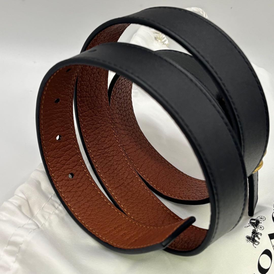 【未使用】coach☆Cバックルリバーシブルベルト 黒＆茶