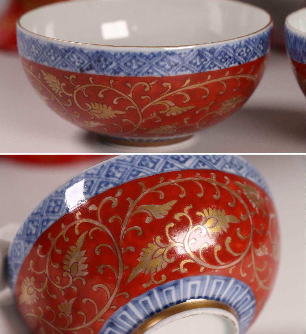 MA454 時代 桐唐草金蒔絵 朱塗 高茶台一対 天目台 赤絵 茶器 茶碗 木製