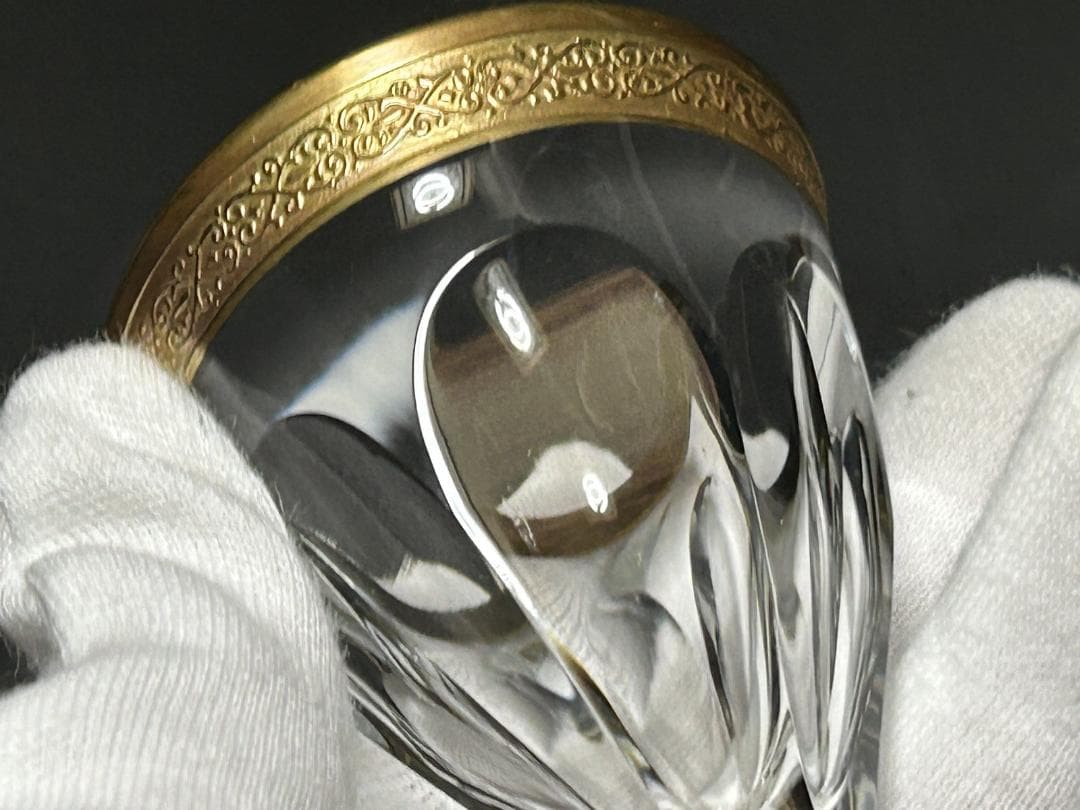 ベネチアンガラス MOSER 金彩 切子　モーゼル リキュールグラス 3個セット