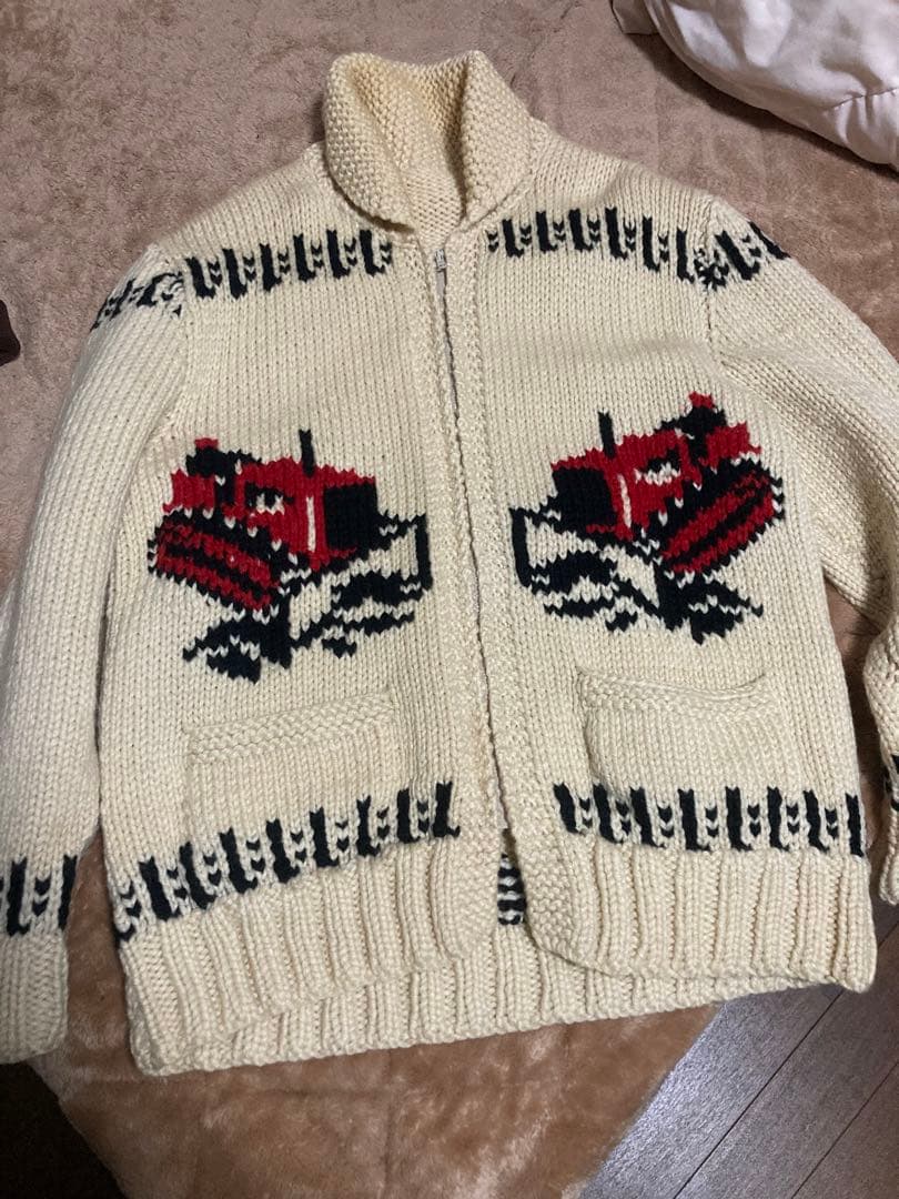 カウチンセーター　50s 60s古着　メンズ　ブルドーザー