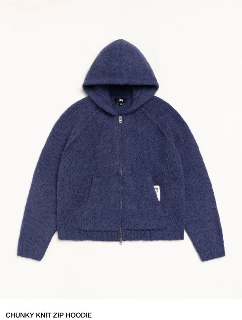 トップス STUSSY CHUNKY KNIT ZIP HOODIE XL