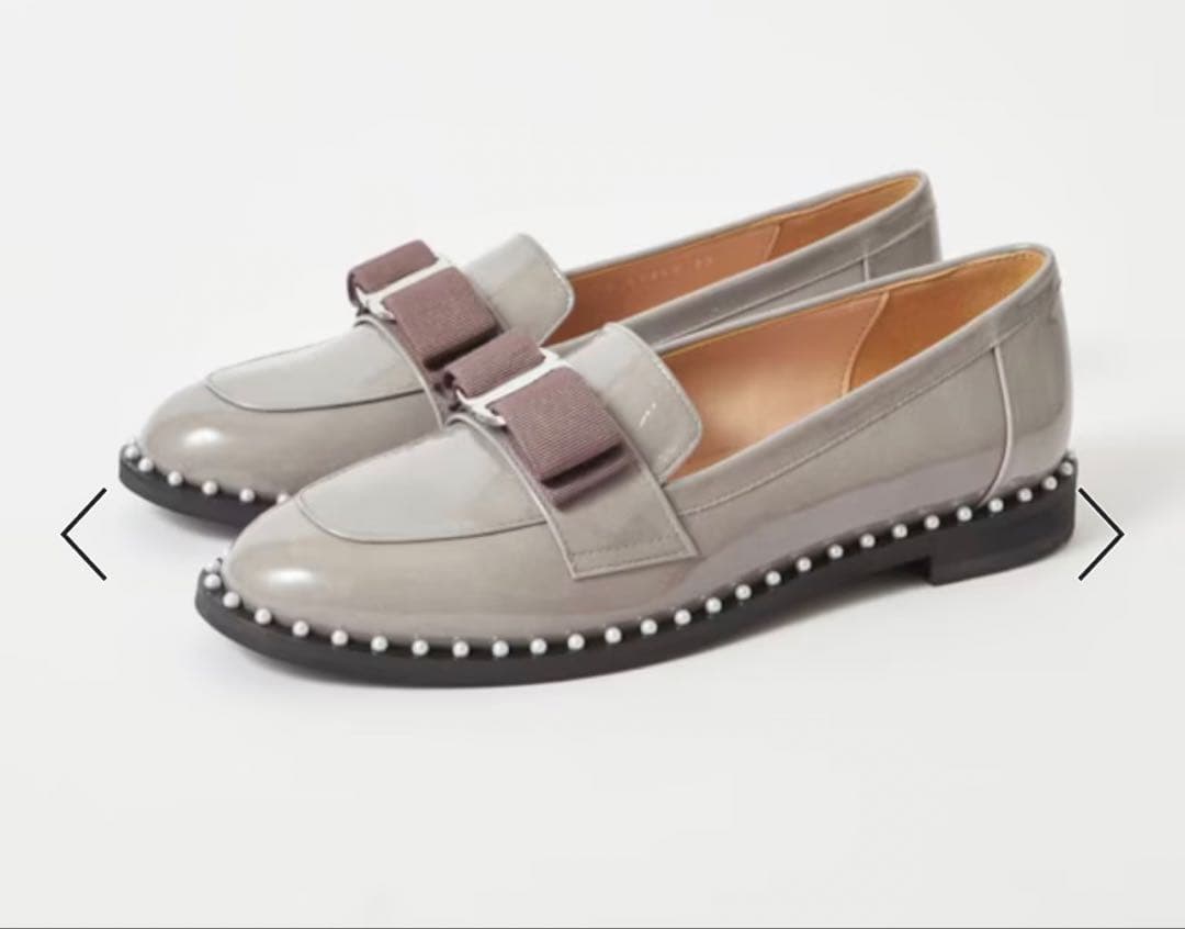 ❤️最終価格❤️✨美品✨DIANA ダイアナ リボン パール ローファー グレー系