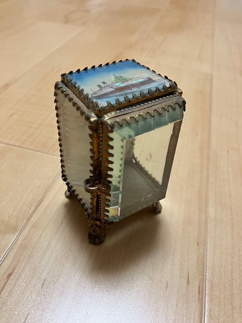 フランス　アンティーク　ガラス　ジュエリーボックス　ケース　ブロカント　蚤の市