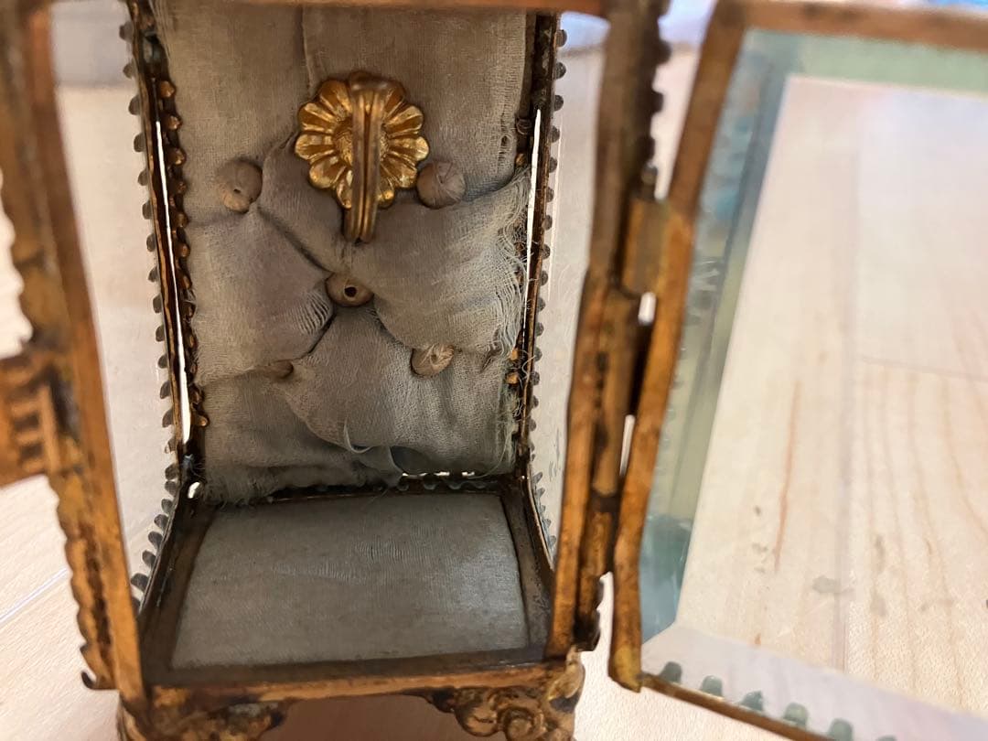 フランス　アンティーク　ガラス　ジュエリーボックス　ケース　ブロカント　蚤の市