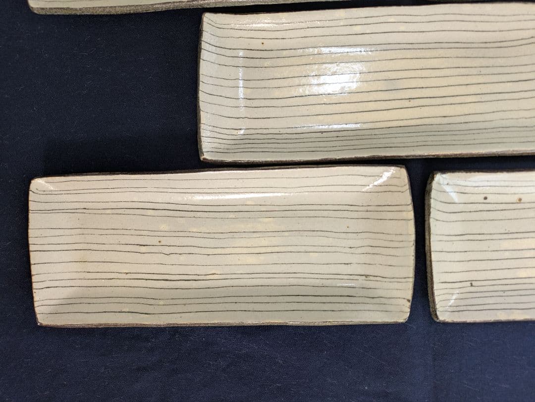 人間国宝【松井康成】練り上げ長皿5枚組