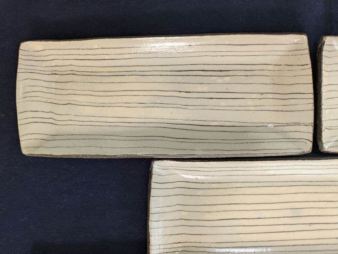 人間国宝【松井康成】練り上げ長皿5枚組