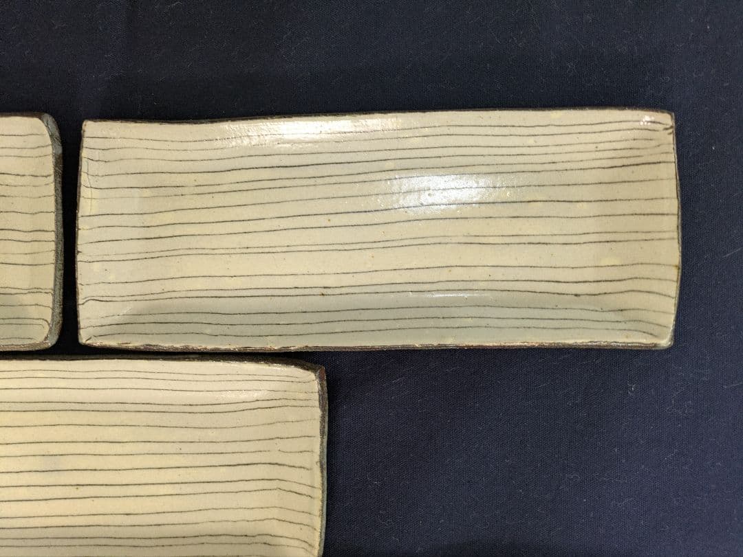 人間国宝【松井康成】練り上げ長皿5枚組