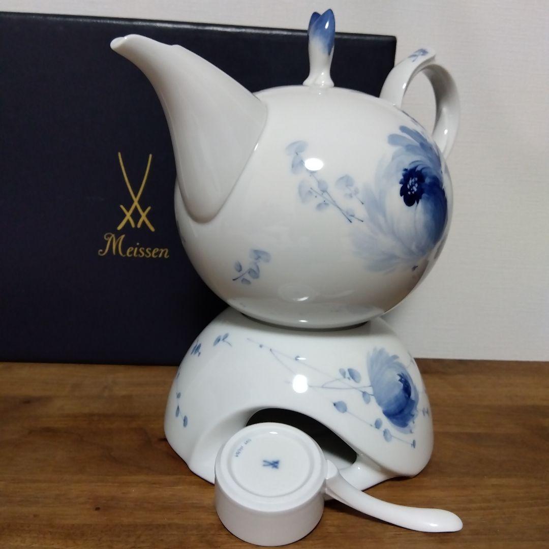 超美品 Meissen マイセン 青い花 ウォーマー＆キャンドルホルダー