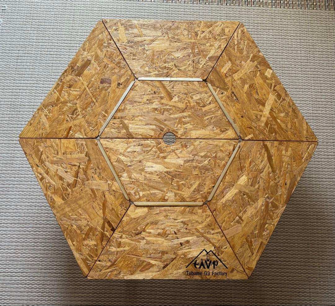 ヘキサテーブル50 センターテーブル付き　チークニス仕上げ　FHC60t