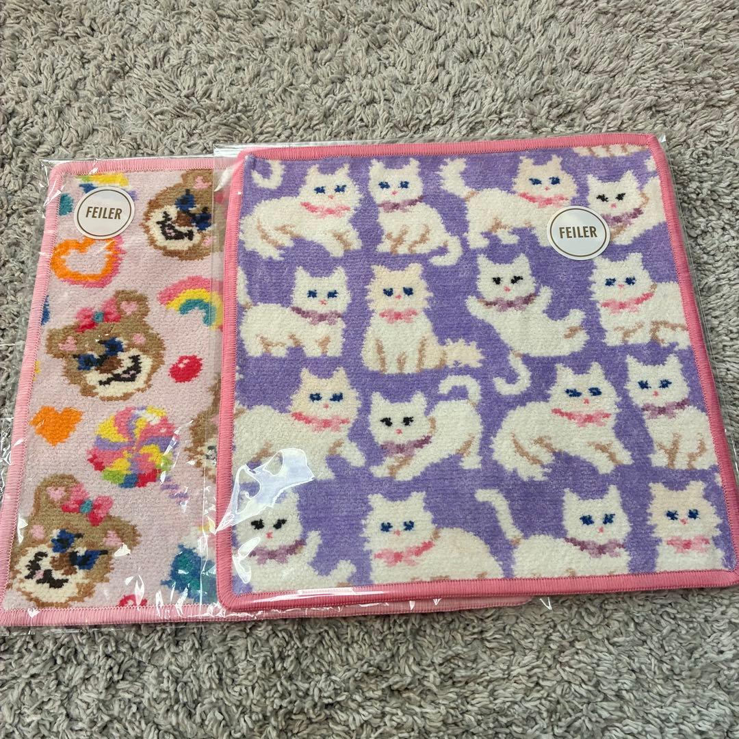 FEILER タオルハンカチ モフモフネコチャン　ラブラリーニナ　2枚セット