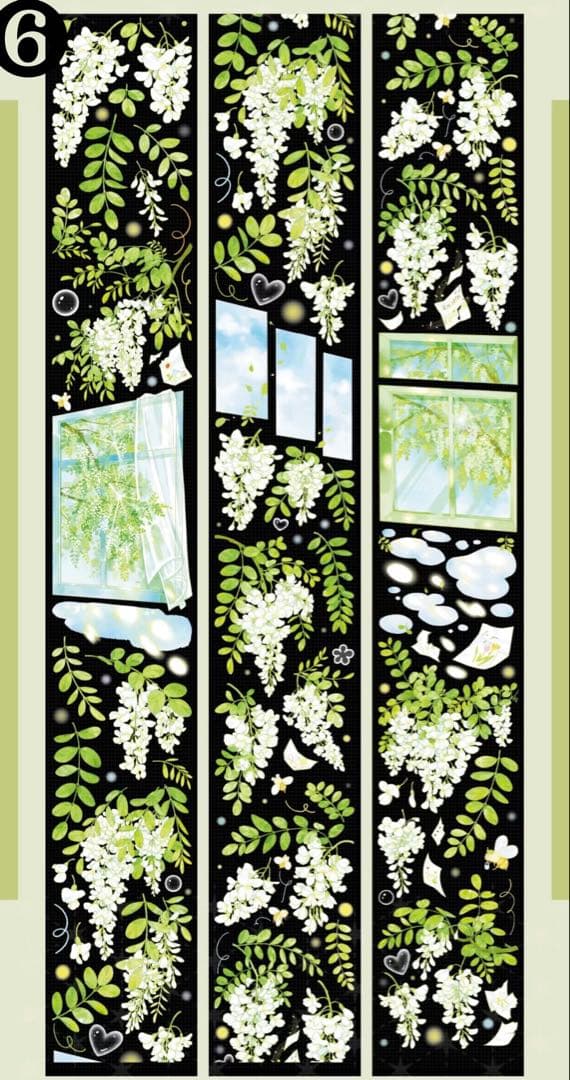 【I1】海外　10m巻　貝殻光マスキングテープ　人物系/お花系/装飾背景系