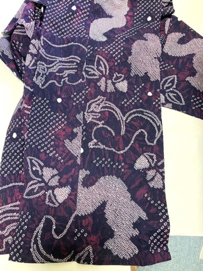 よしーさ　有松絞り　リスとどんぐり　レア柄　絞り浴衣