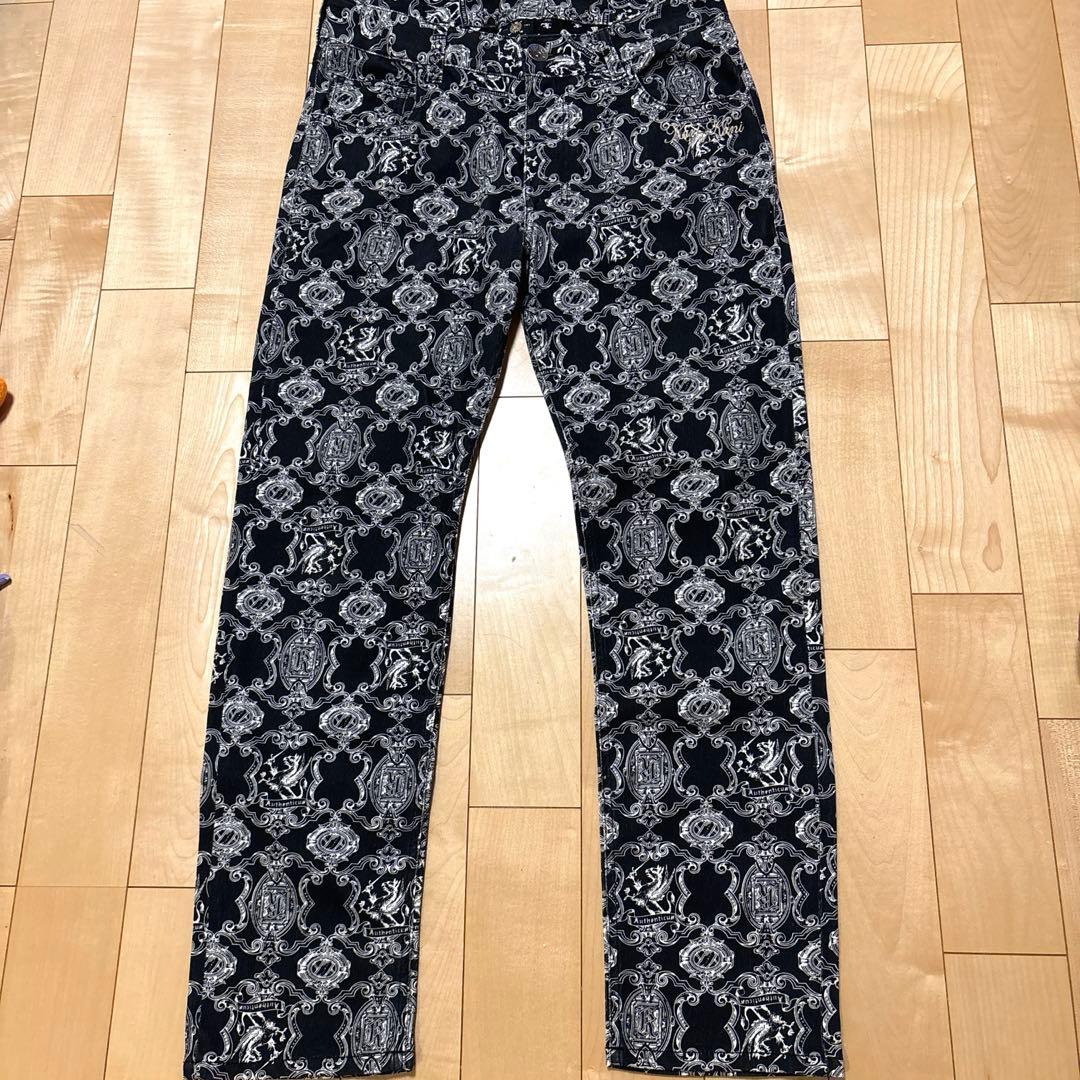 最終値下げ★カールカナイゴルフ　総柄パンツ　/XXL90cmストレッチ　黒