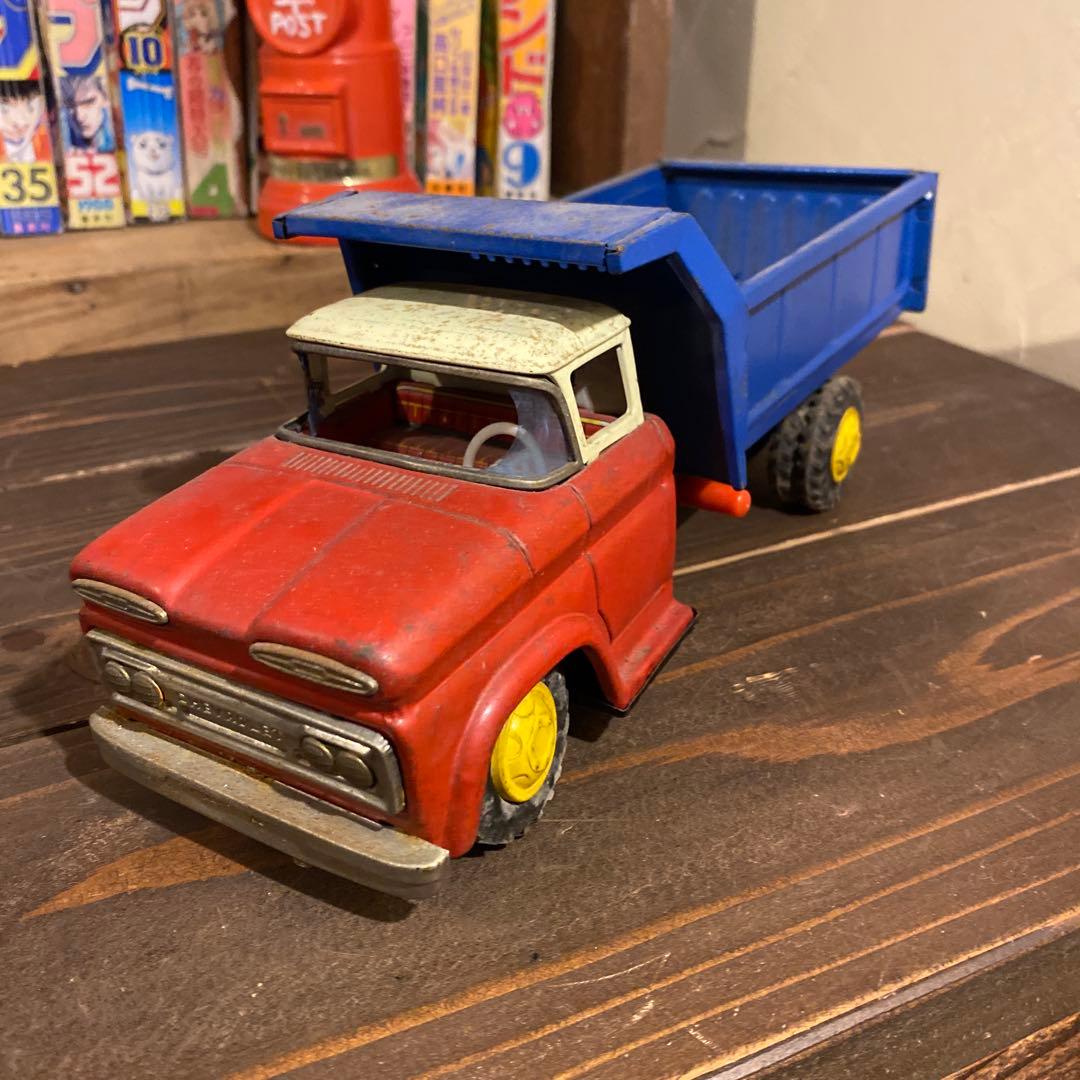 アサヒ玩具　シボレー　ヘビーダンプトラックのブリキおもちゃ
