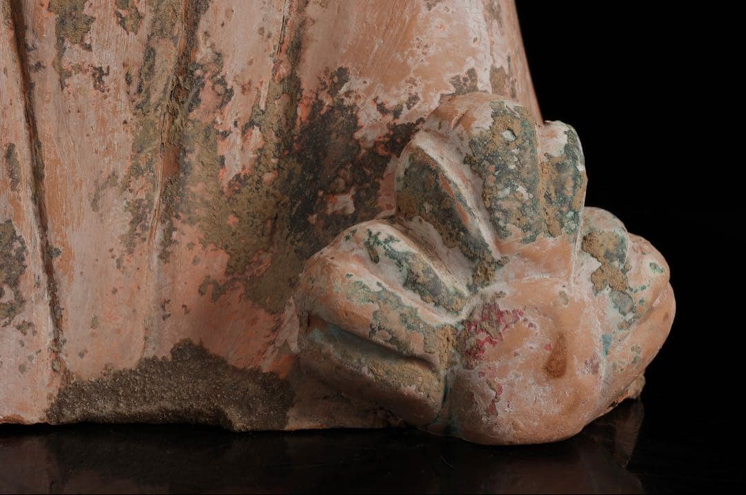 【中国古玩】加彩舞妓俑 加彩婦女俑婦人 俑置物 高さ79㎝ 唐物 古美術 骨董品