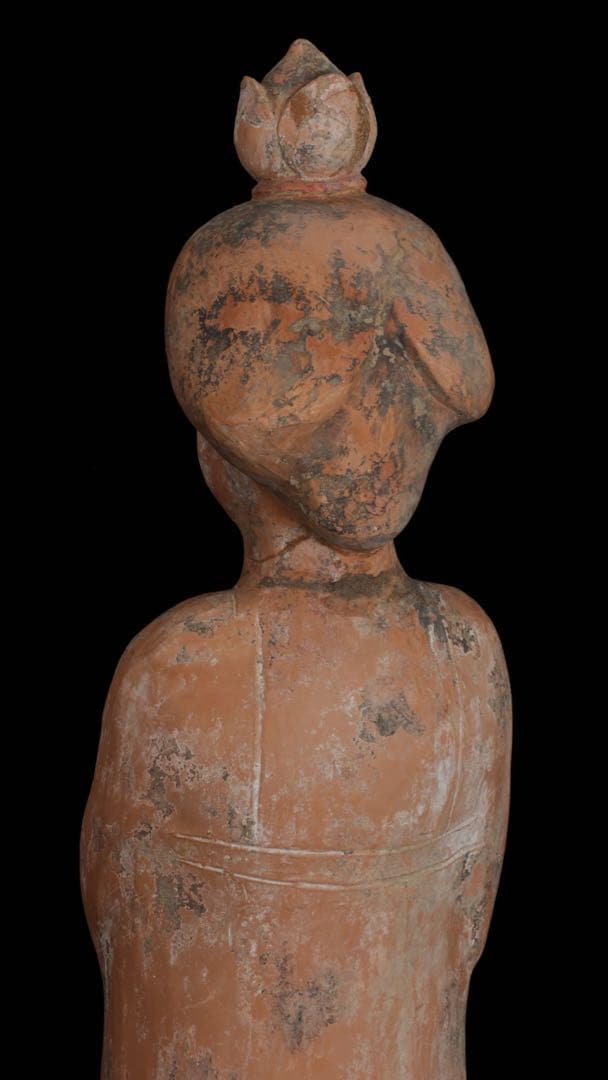 【中国古玩】加彩舞妓俑 加彩婦女俑婦人 俑置物 高さ79㎝ 唐物 古美術 骨董品