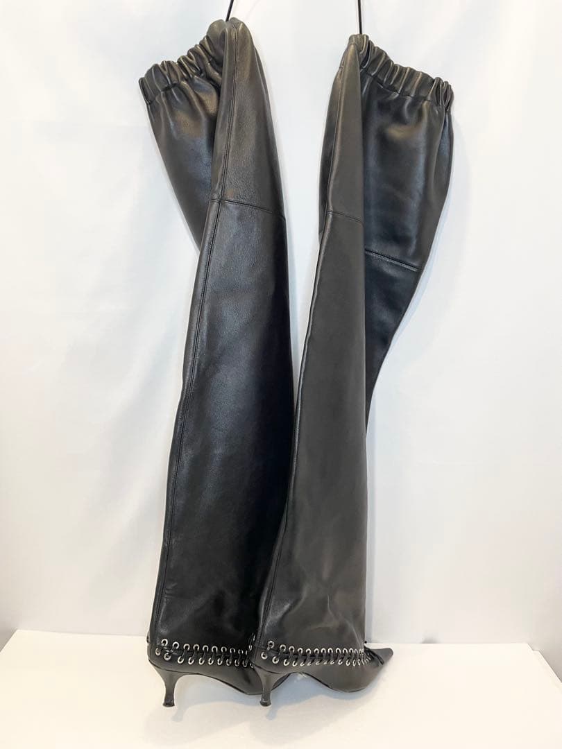 ALL-IN ブラック Level サイハイ ソフトレザー ロングブーツ