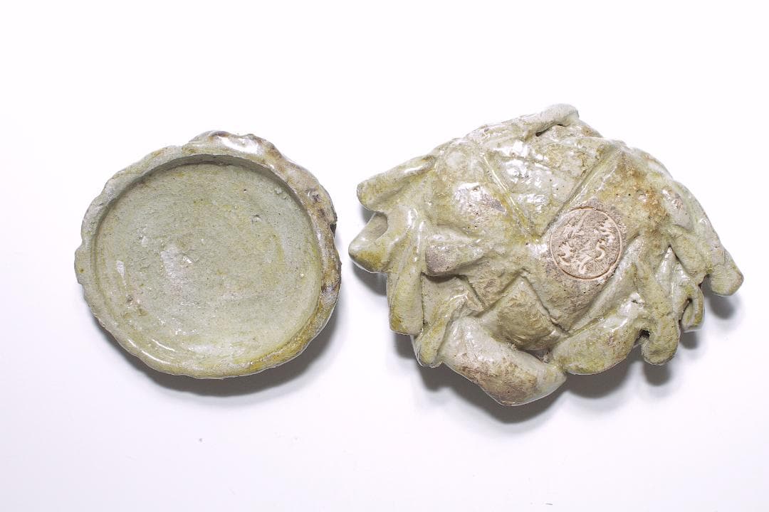 幕末-明治期 灰釉 橘形香合