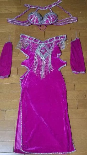 大幅お値下中 フューシャピンク ベリーダンス 衣装 ベロア アメリカ直輸入