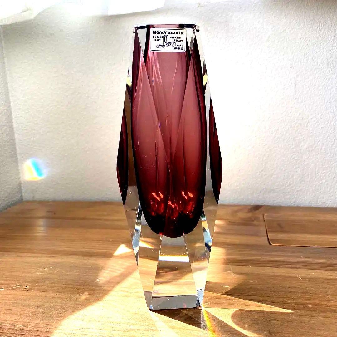 ソンメルソ　ムラーノ　赤紫　ムラノガラス　ベネチア　フラワーベース