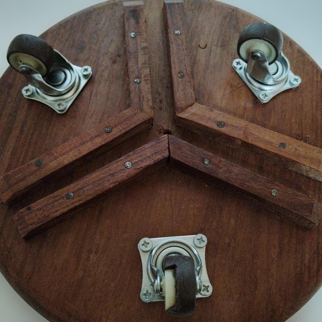 彫刻装飾木製キャスターテーブル ぞうがん細工　象嵌細工お花の台 花台