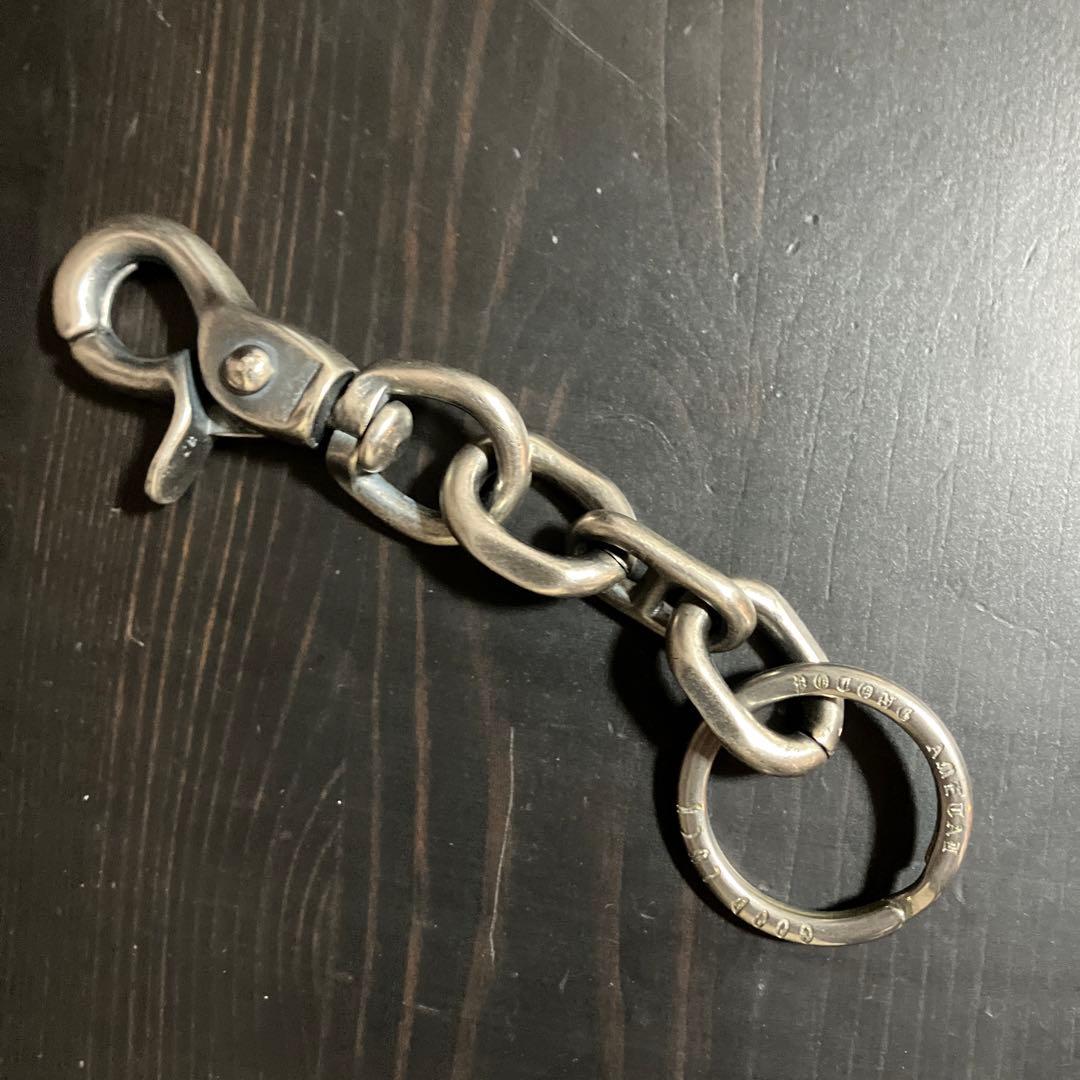 ブラス製　シルバーメッキキーチェーン　新品未使用！刻印入り二重リング付き