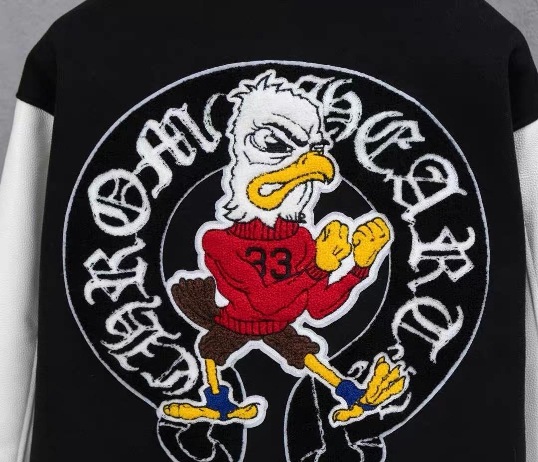 スタジャン 黒/白　ブラックホワイト3刺繍口 ゴ付き