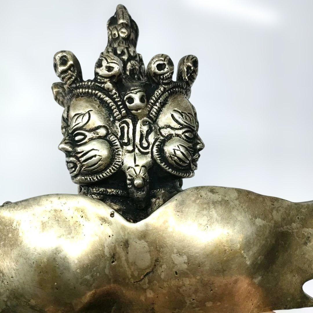 チベット密教法具 マハーカーラ 三面大黒天 プルパ 金剛杭 忿怒尊 真鍮像