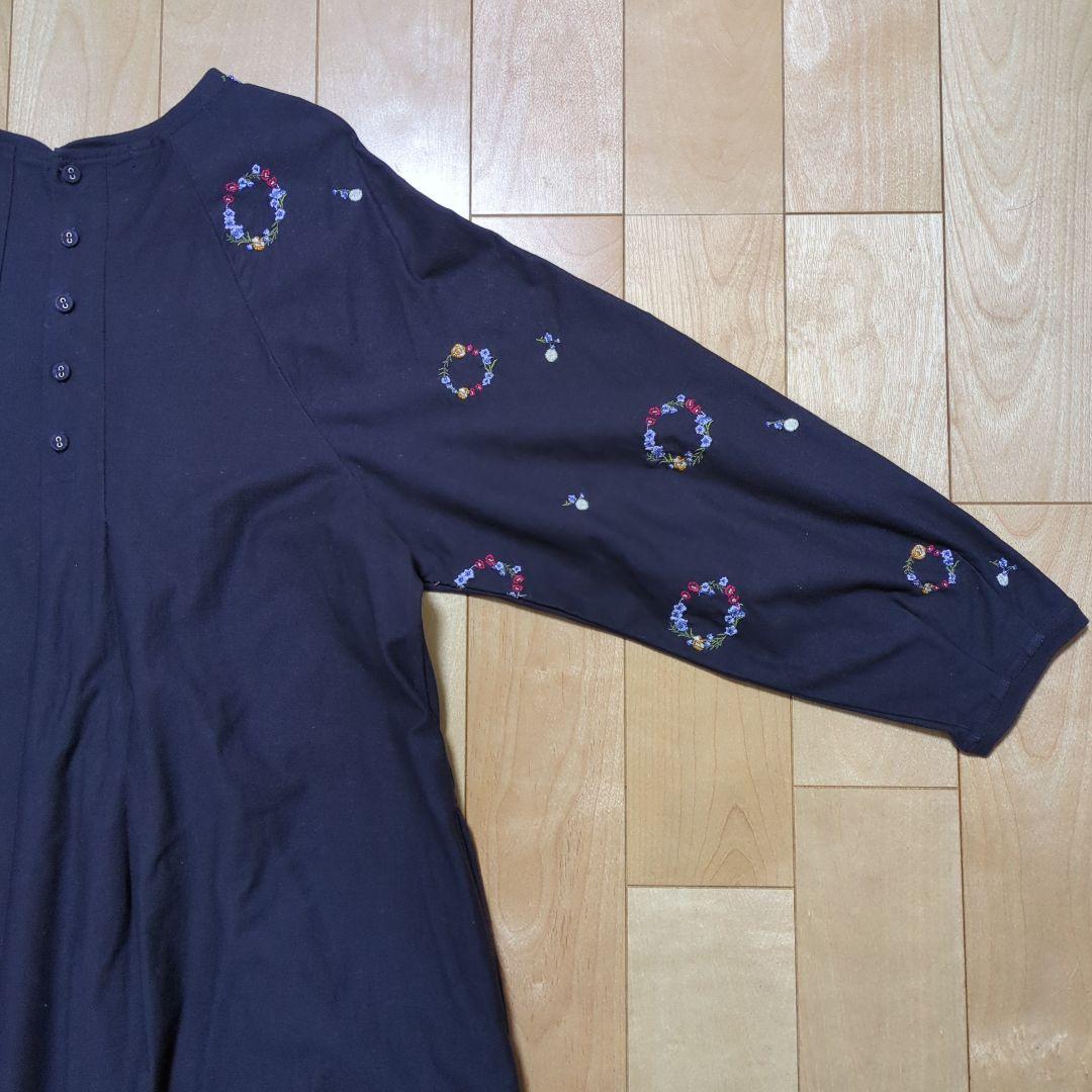 スーパーハッカ SUPER HAKKA フラワー刺繍 ワンピ フリーサイズ