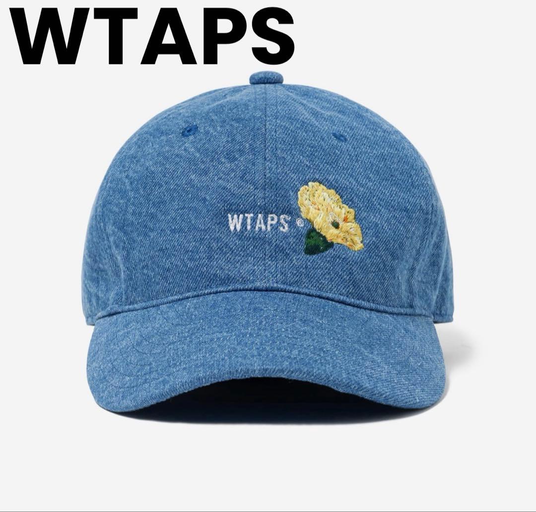 WTAPS デニムブルー キャップ ロゴ　花刺繍