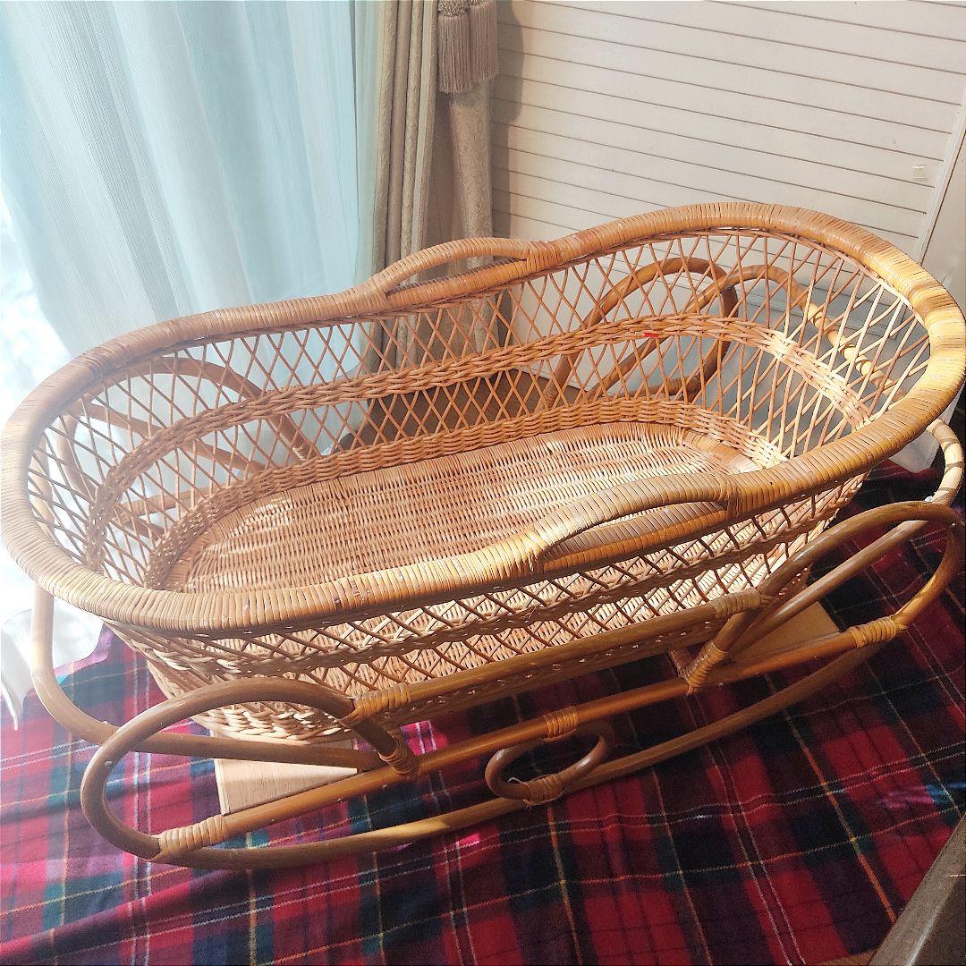 揺りかご　揺り籠　ラタン　籐　レトロ　クーハン　クーファン　バスケット　籠