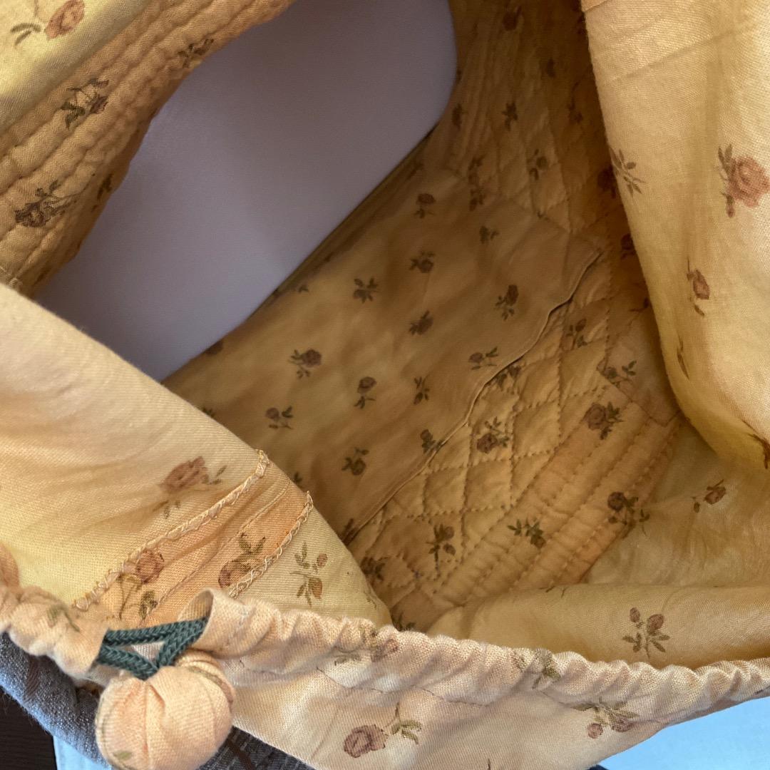 ハンドメイドパッチワークサンプラーかぼちゃ紐付きトートバッグ