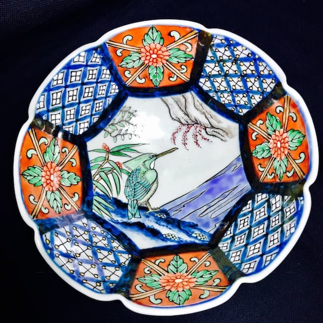 有田焼　佐藤走波　在銘　五代 染錦鳥花文　大鉢　19㎝