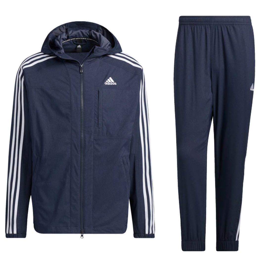 adidasフード付き デニム風トラックジャージ上下セット トレーニングウェア