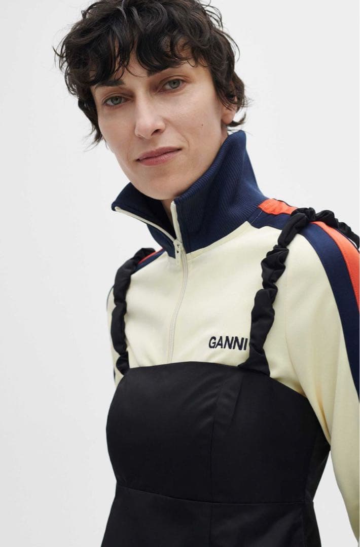 GANNI ナイロンサテンミニドレス