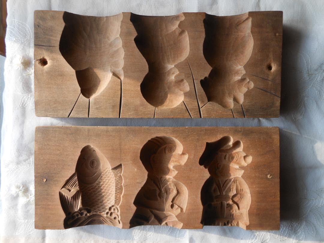 和菓子木型　菓子型　２枚合わせ　古道具　アンティーク