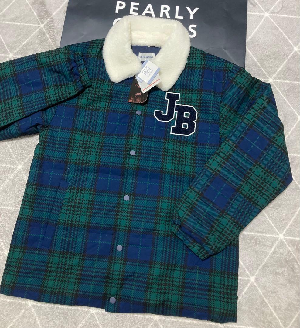 新品 ジャックバニー 2WAYストレッチタフタ ボア襟ブルゾン(5)サイズL/緑