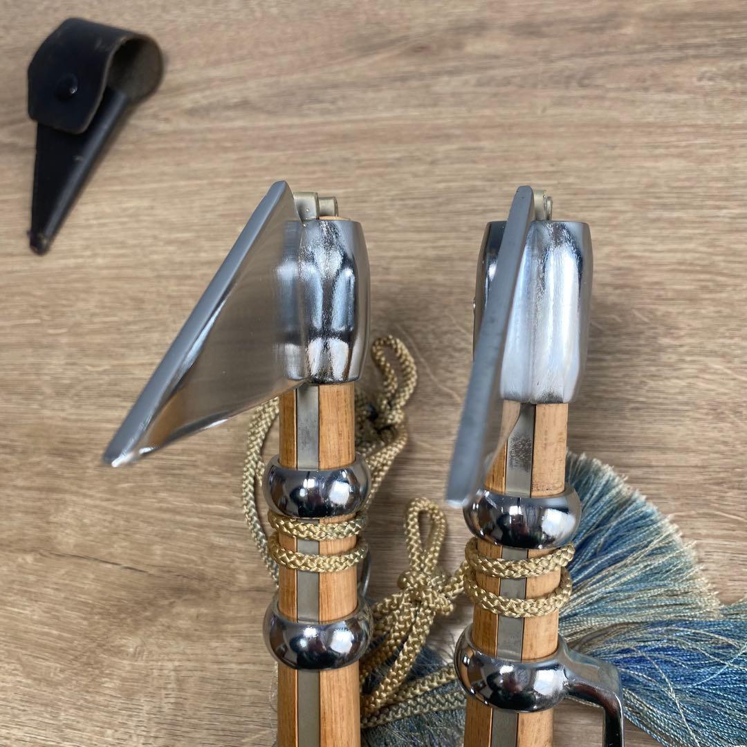 消防団 退団記念品 鳶口 一対 (2本) 祭礼用 木柄金具付 とび口