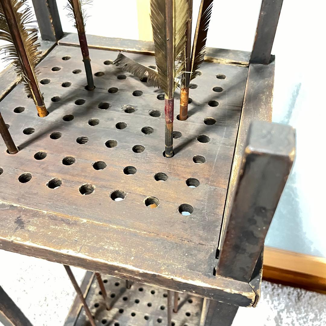 ヴィンテージ　矢箱　矢付き　猫足　木製