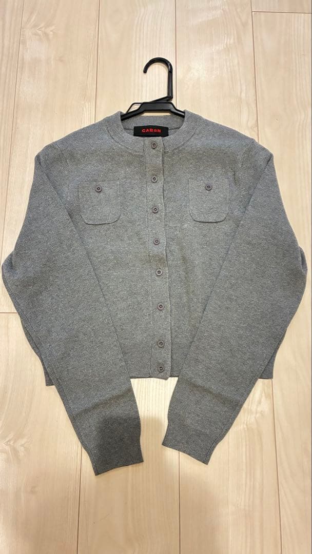 CABaN コットンカシミヤ クルーネックカーディガン グレー XS