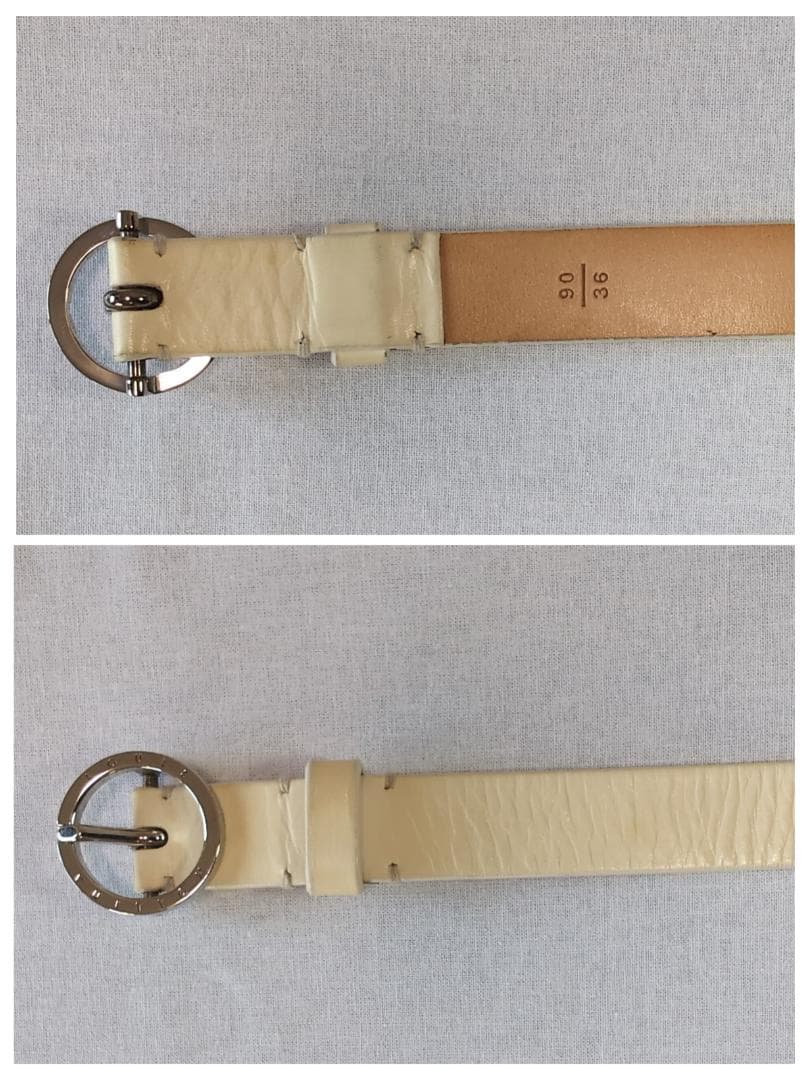 LV サークルロゴ ベルト 白 幅2cm 88cm±5 L相当 ゴルフ向き117